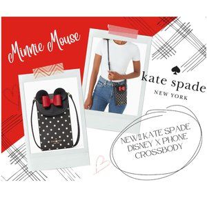♠️Kate Spade X Disney Minnie Mouse Bow Polka Dots Flap Phone Crossbody Bag Black